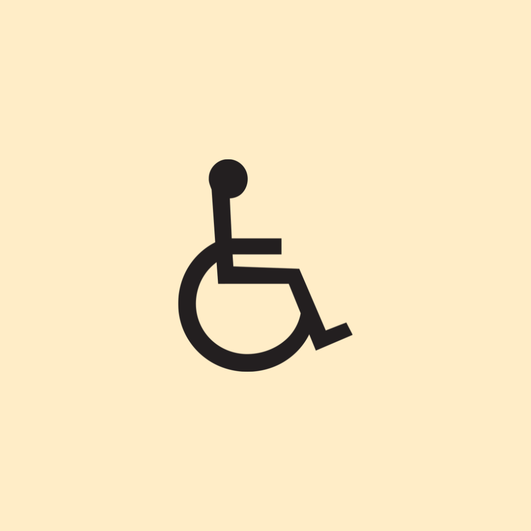Icon of a person in a wheelchair, indicating accessibility or disabled parking.