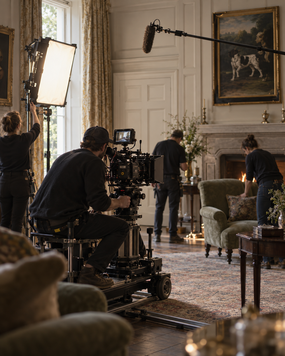 Illustrative film-production scene used on the existing Hampden filming page