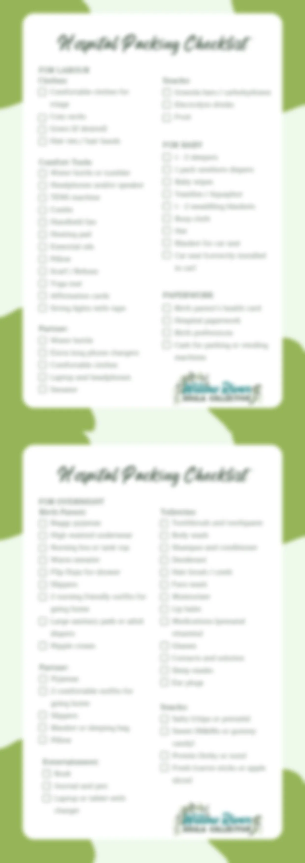 Hospital Packing List