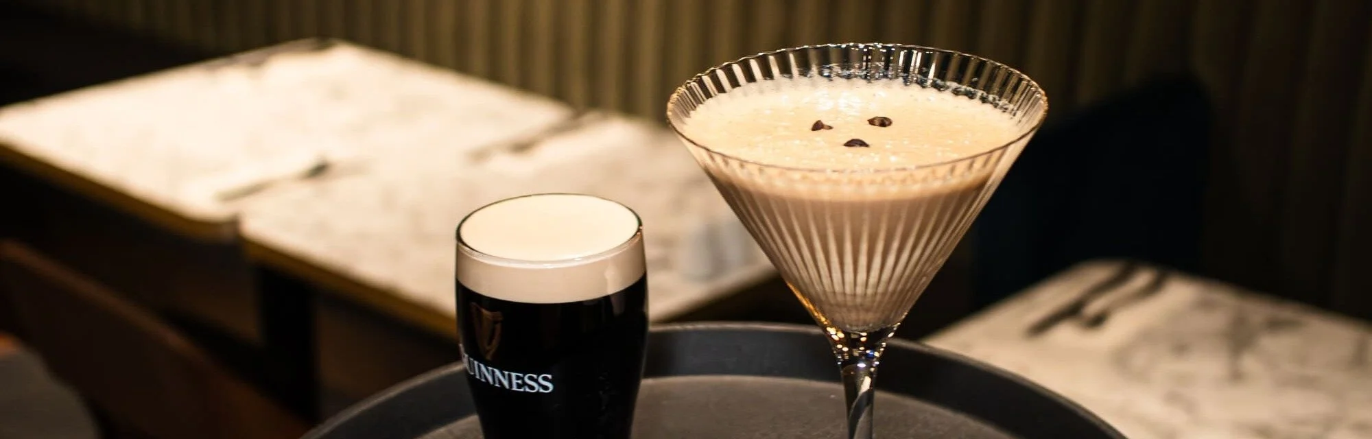 Flat White Martini and Guinness at Derby's The Engine Room