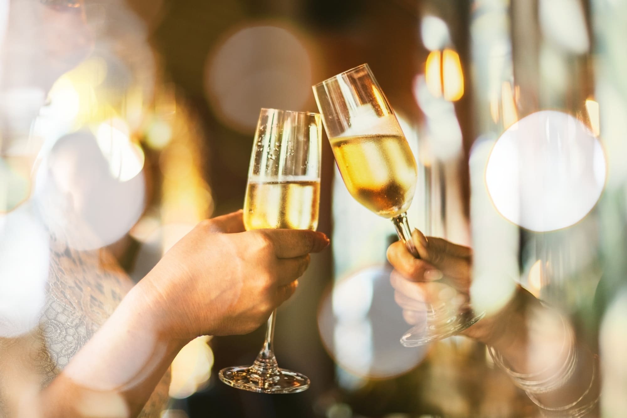 Champagne glasses toast the New Year