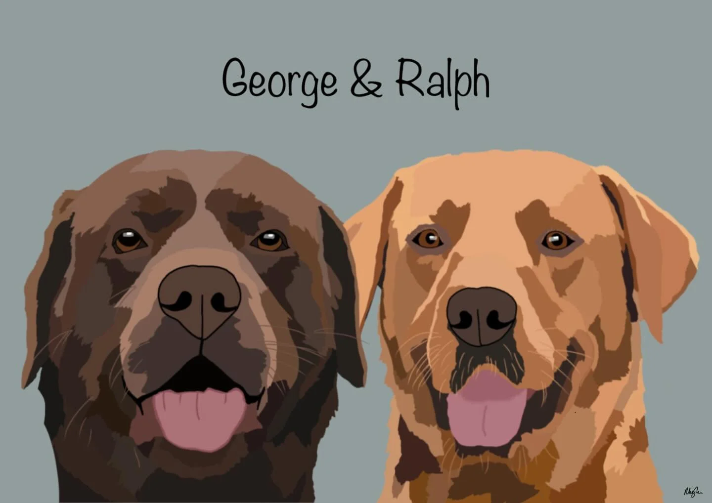 What beautiful boys 💙 

A recent custom print I drew of a Chocolate Labrador &amp; Fox Red Labrador. 

Open for enquiries 💌

#customprints #labrador #drawing #petportrait