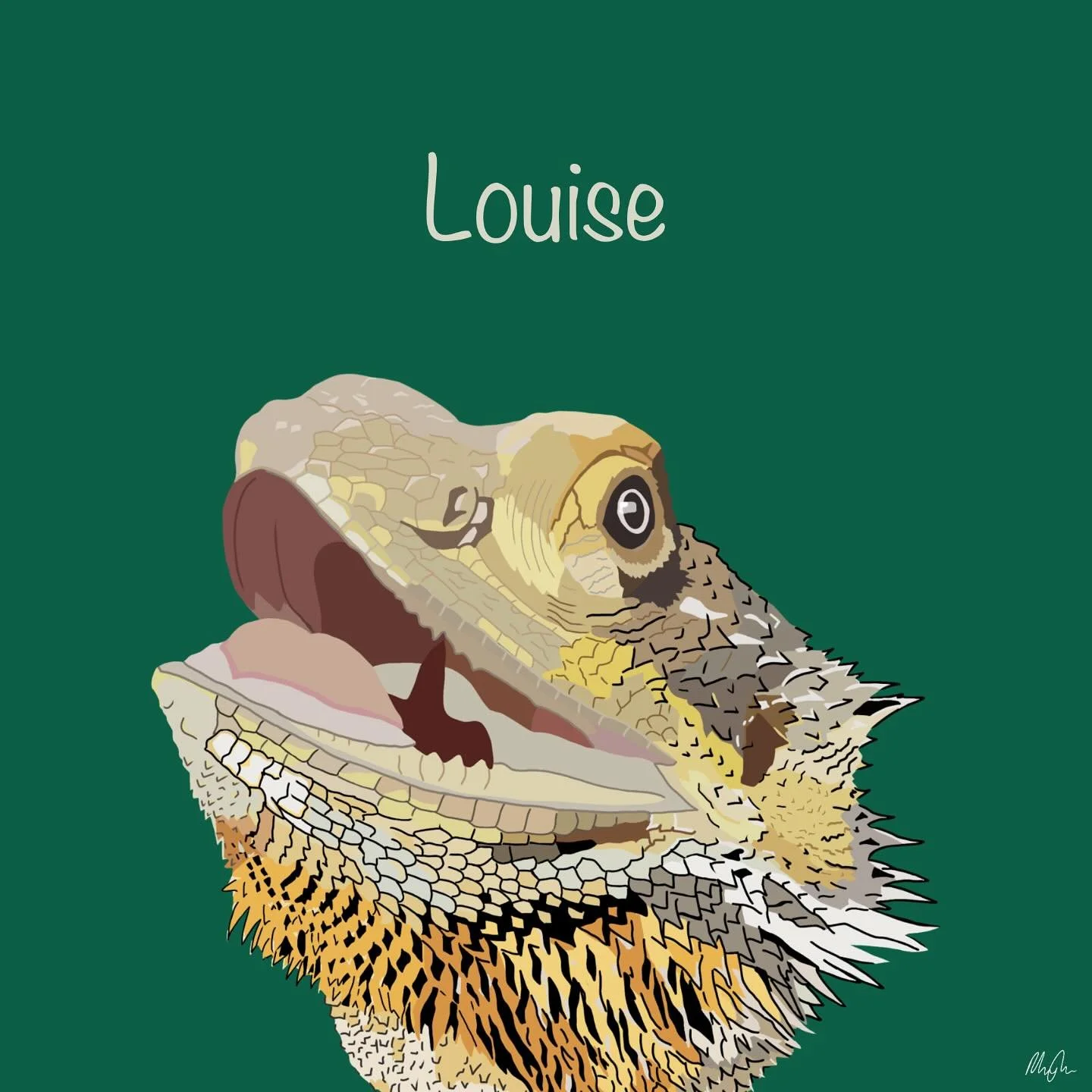 Not all pets are furry! I&rsquo;ve loved drawing this Bearded Dragon design for one of our clients 🐉 

I cater to all pets, big or small, scaly or furry! 

#CustomArt #BeardedDragon #PetArt #PetPortraits