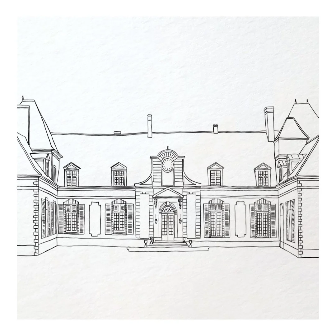 Un reprise tout en douceur, avec la papeterie sur mesure de K&amp;E au @chateau_du_fey 
.
.
#illustration #castle #chateau #blackandwhite #stationnery #surmesure