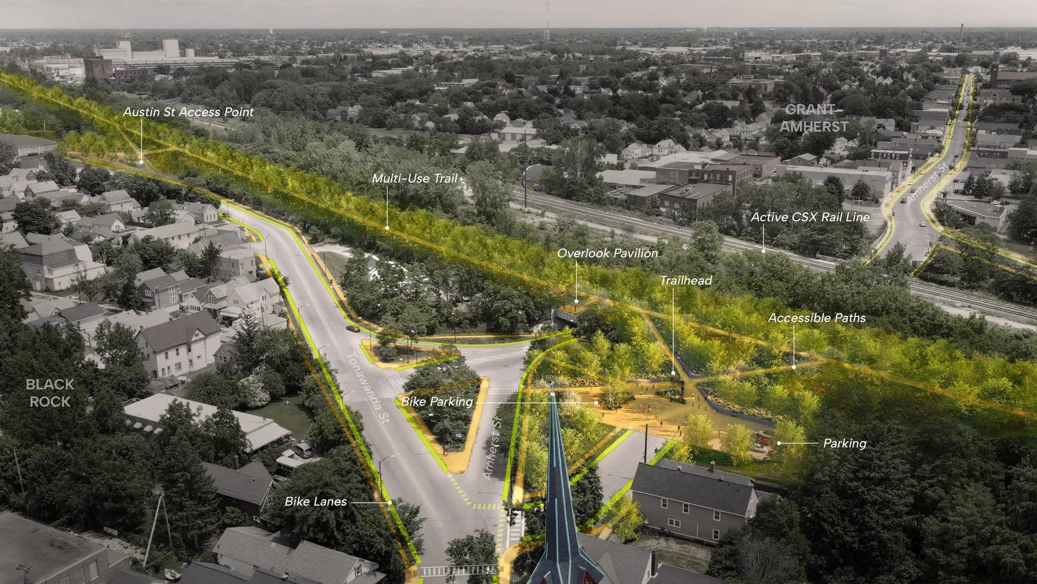 Aerial view within neighborhood
