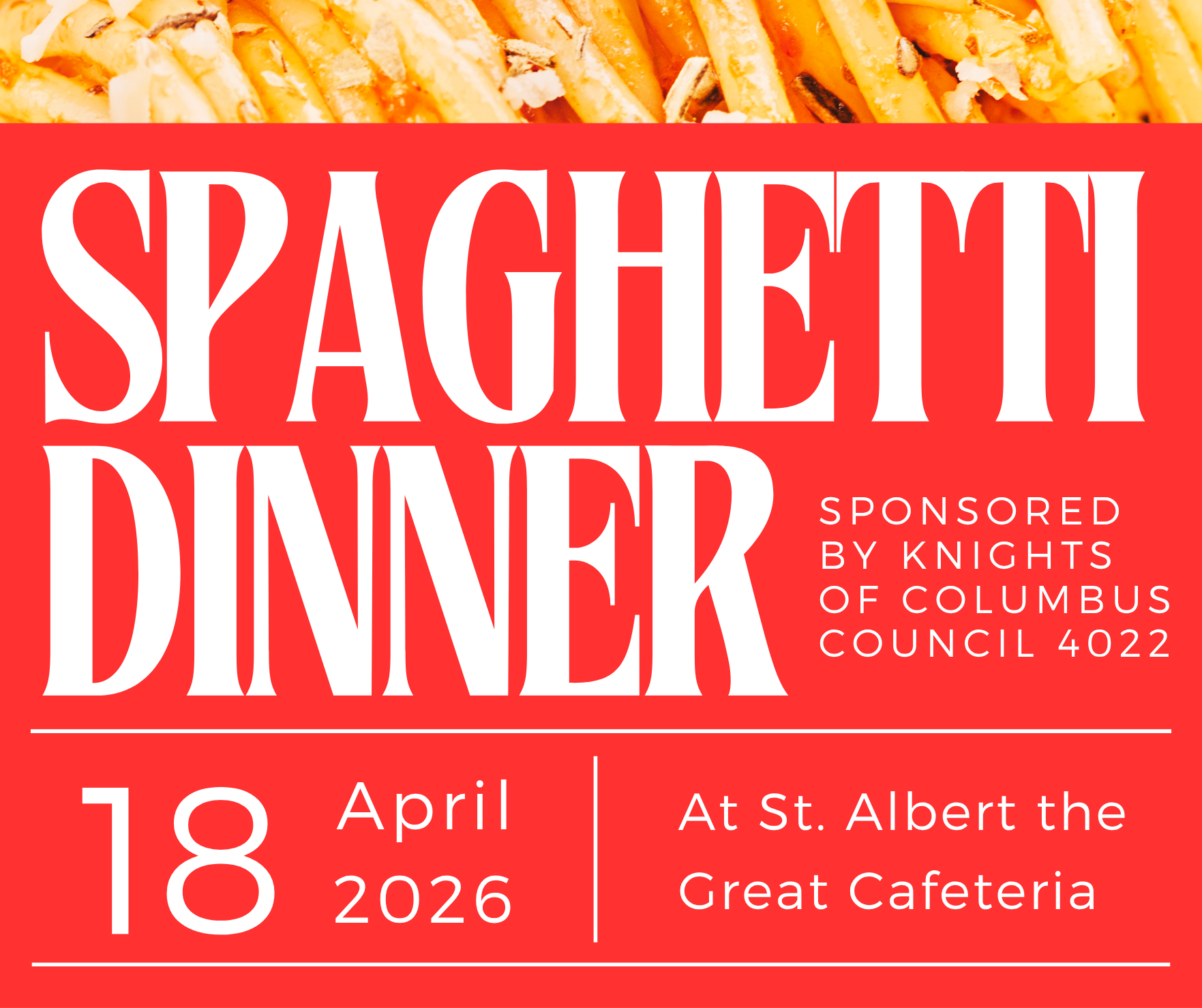 Spaghetti Dinner: Hosted by Knights of Columbus Council 4022
