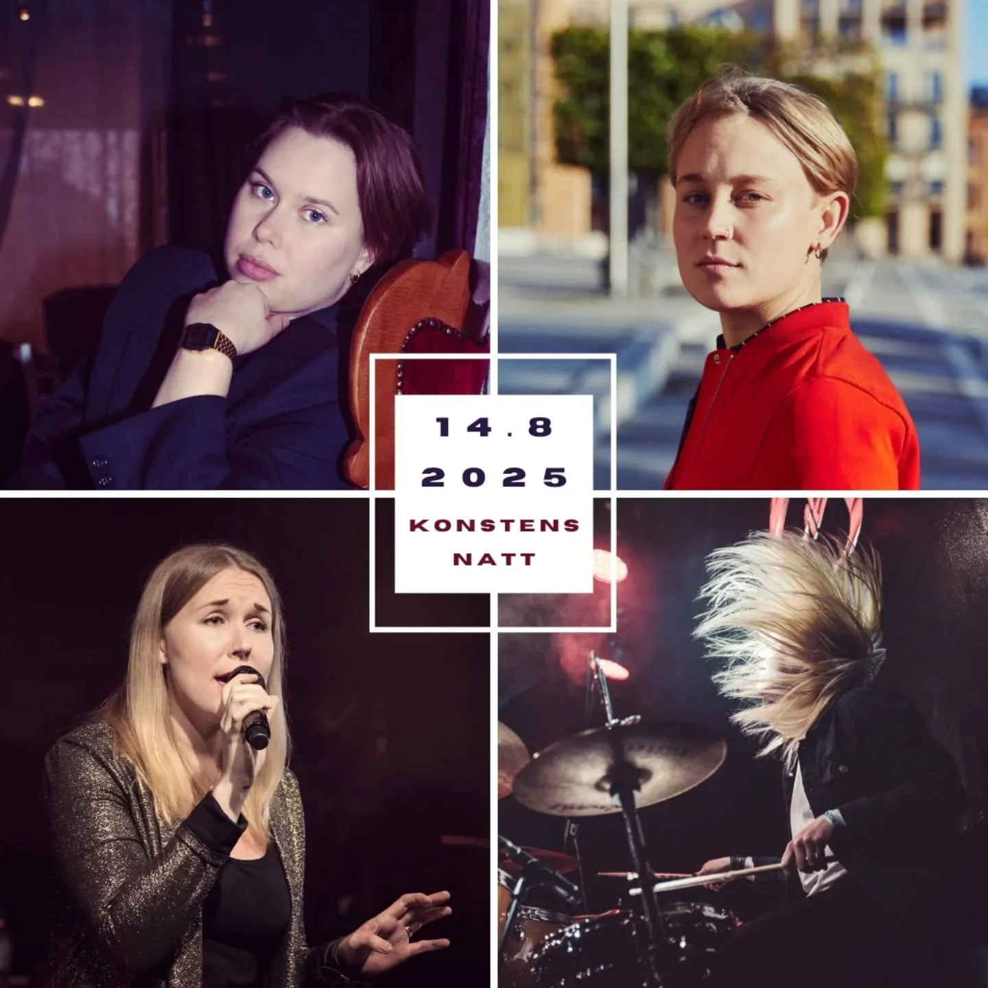 14.8.2025 Konstens Natt i Helsingfors! 🩵

Musikquiz med Rock Donna House Band kl 16.30! ✨

&Auml;r du mellan 10 och 18 &aring;r? Kom med och fira Konstens Natt med oss, Tjejvillan och Luckan!

N&auml;r? Kl 16-19 torsdagen 14.8.2025.
Pris? Gratis.
Pl