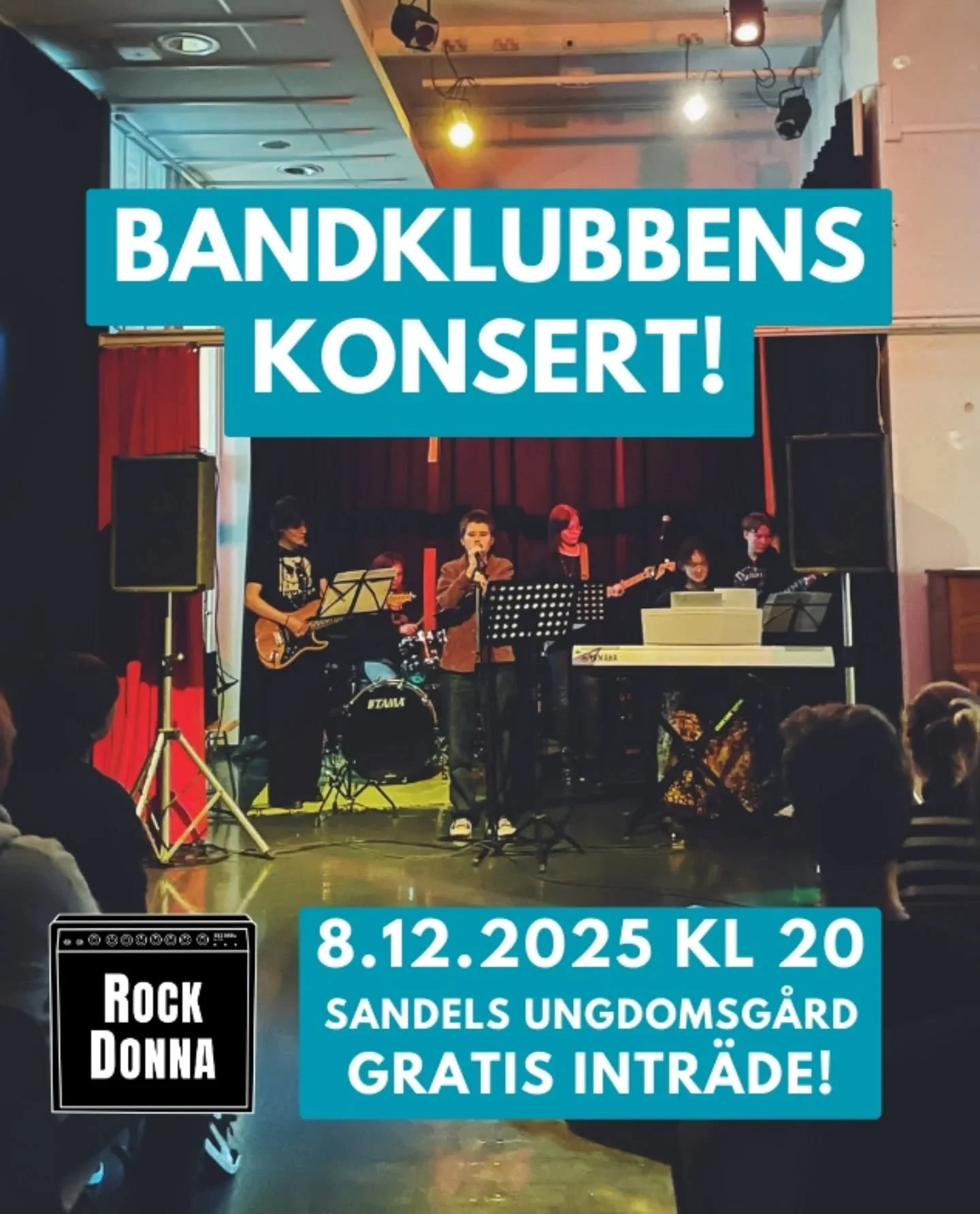 V&auml;lkomna till bandklubbens konsert i Helsingfors! 🥁✨

Tid: M&aring;ndag 8.12.2025 kl 20.00! 💜
Plats: Sandels Ungdomsg&aring;rd 🩵
Gratis intr&auml;de! 🩷

#bandklubb #helsingfors #ungdomar #konsert