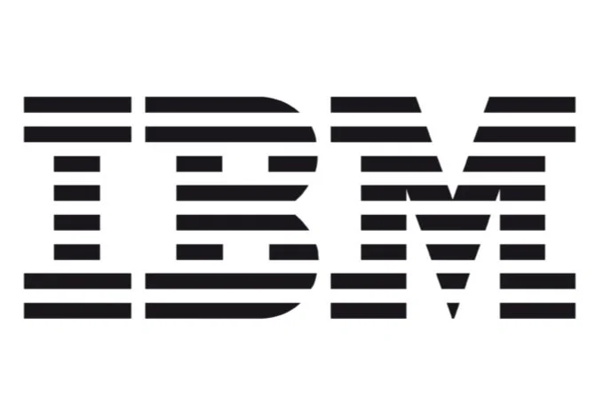 IBM logo with horizontal stripes