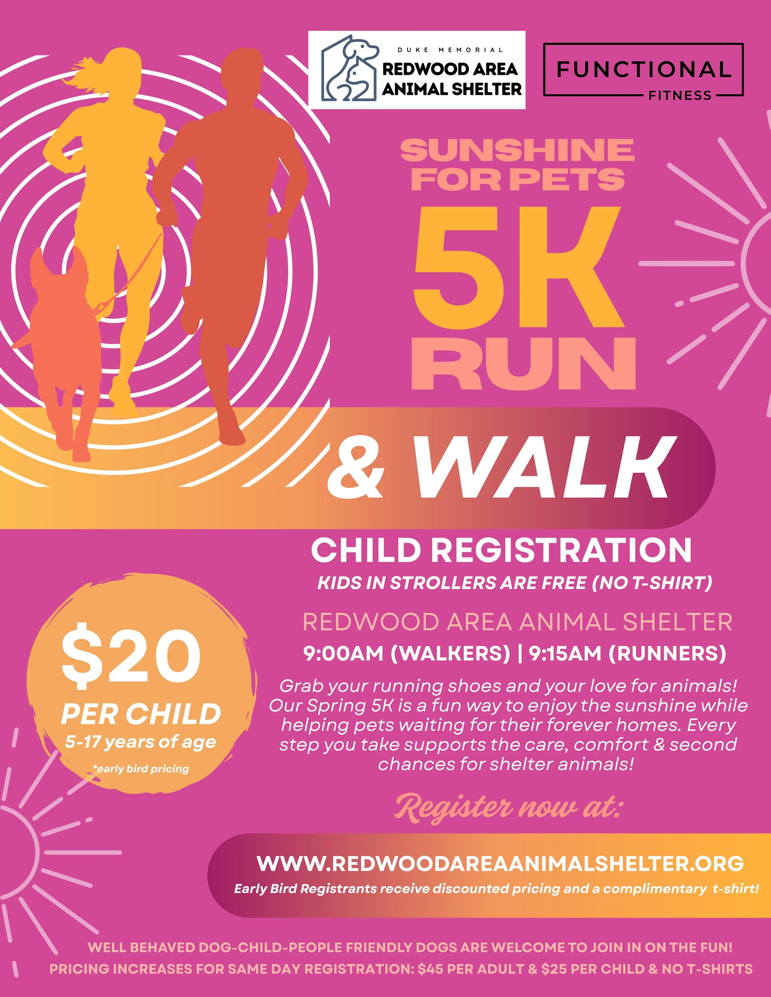 'Sunshine for Pets' Spring 5K Run & Walk: Child Registration