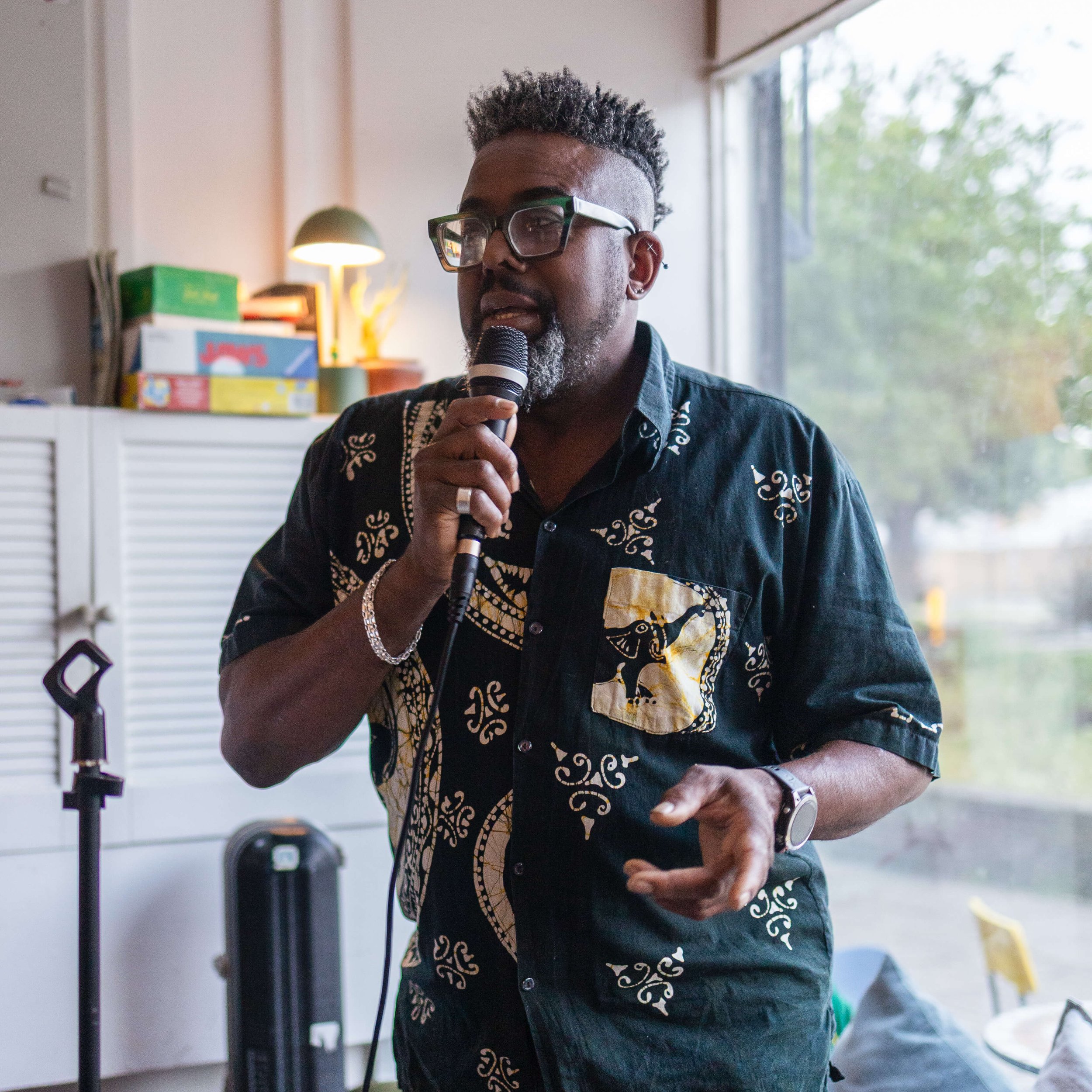 The poet-plumber performing at Brockley Max in South London. 