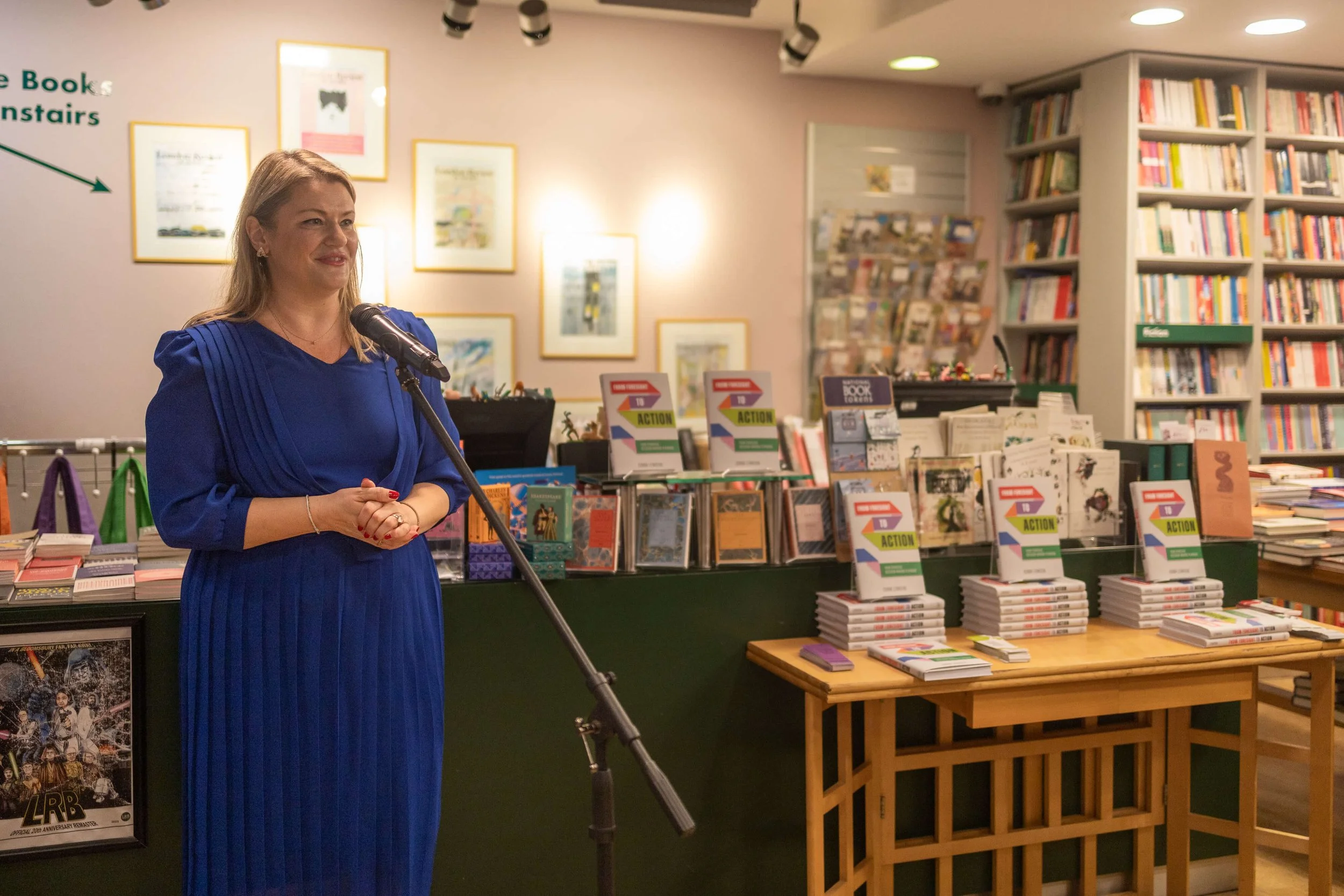 Joana Lenkova speaking at her book launch at London Review Bookshop