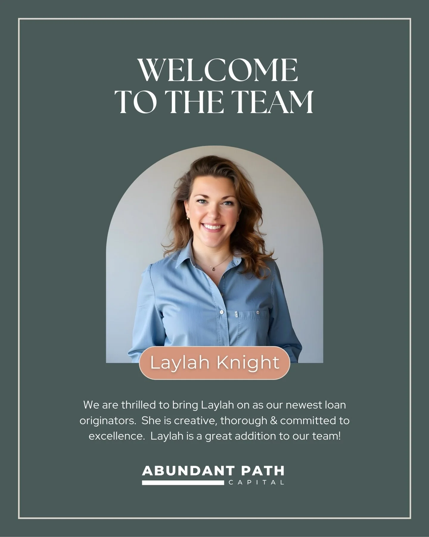 BIG ANNOUNCEMENT!  We are thrilled to be expanding our team at Abundant Path Capital &amp; bringing on an amazing loan originator.  Please help us welcome Laylah Knight to our team! 🎉

We are here &amp; ready to fund your real estate deals - fix &am
