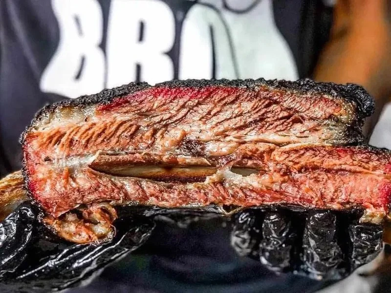 Close-up of smoked brisket at the Tampa Bay BBQ Festival near Vinoy Park in downtown St. Petersburg, Florida.