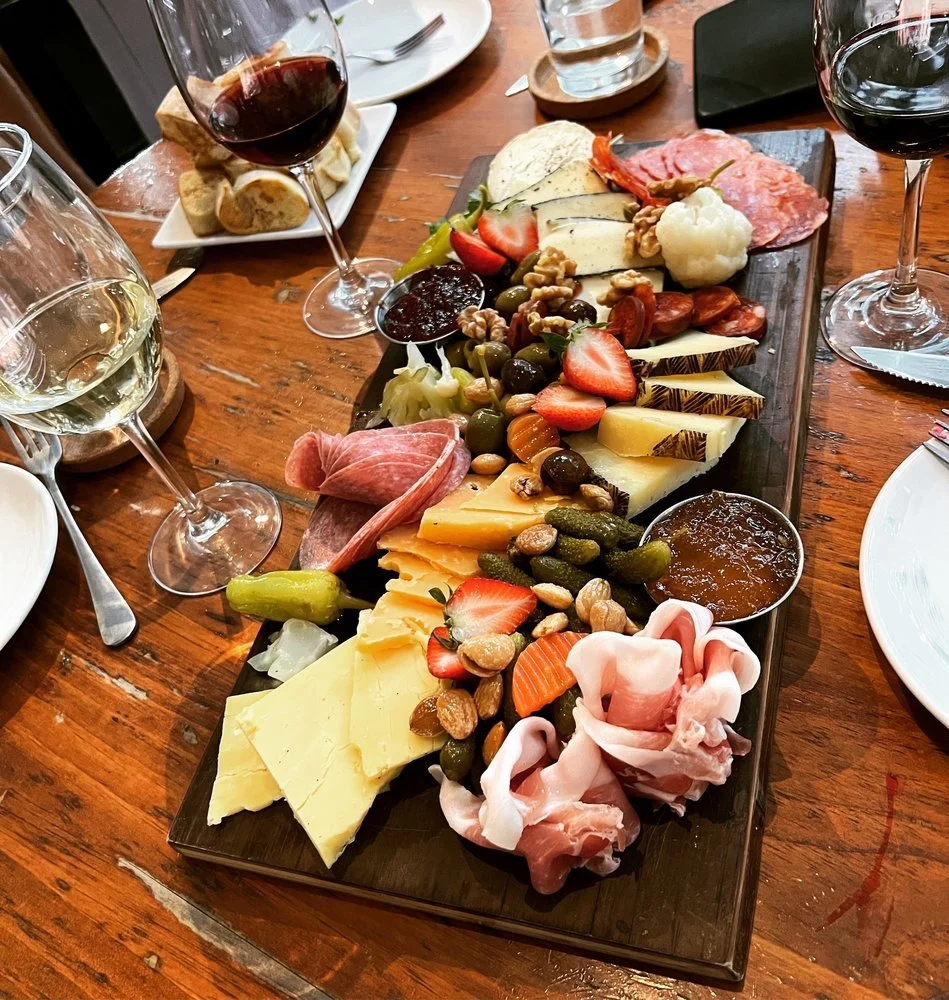 Charcuterie board and wine at Bacchus Wine Bistro in downtown Saint Petersburg