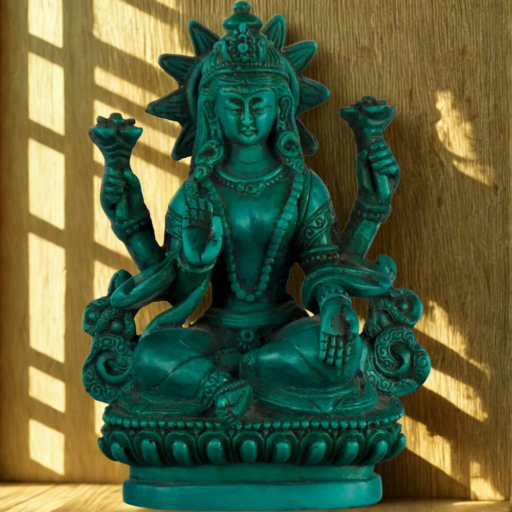 Laksmi Turquoise -Resin Statues Antique 5"