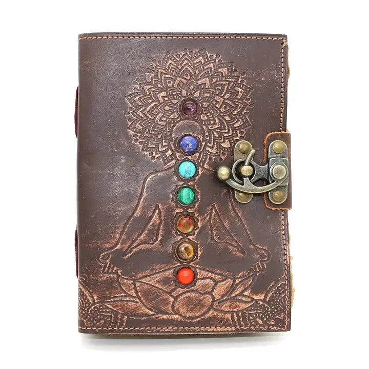 Embossed 7 Chakra Blank Leather Journal (5 X 7 in.)