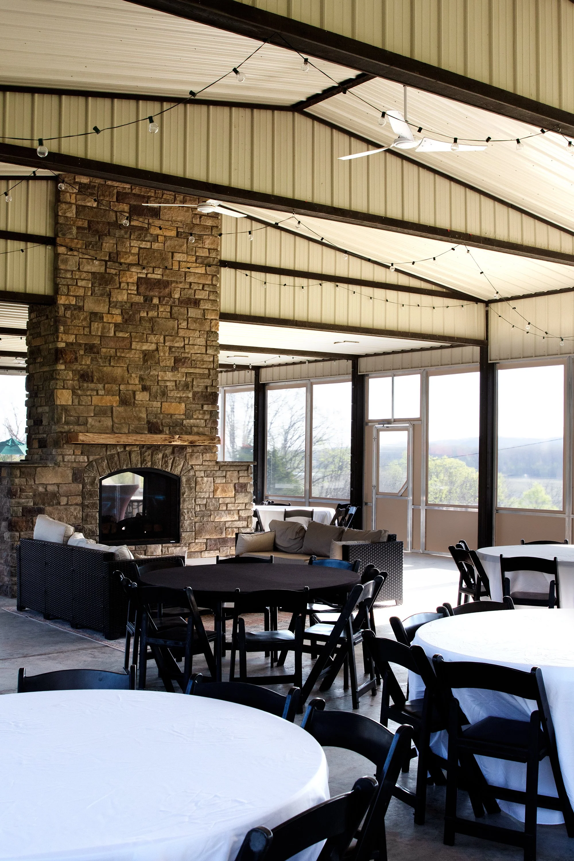 Stone Fireplace inside Hilltop Venue