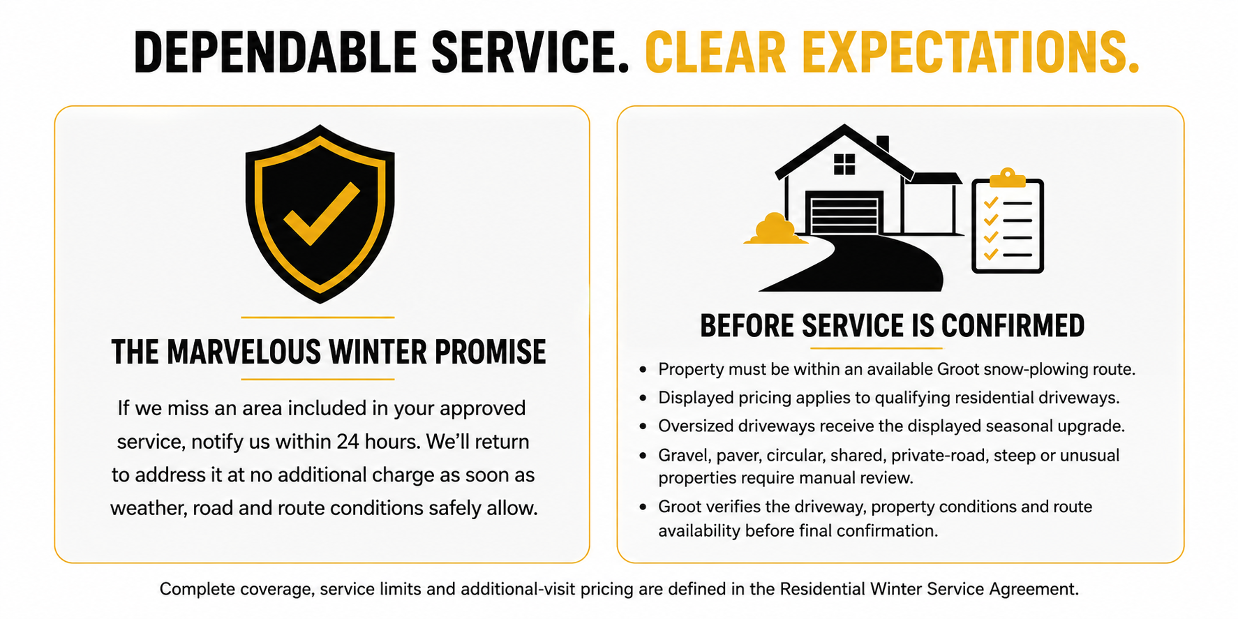 The Marvelous Winter Promise from Groot Lawn Care for dependable residential snow plowing and clear customer communication