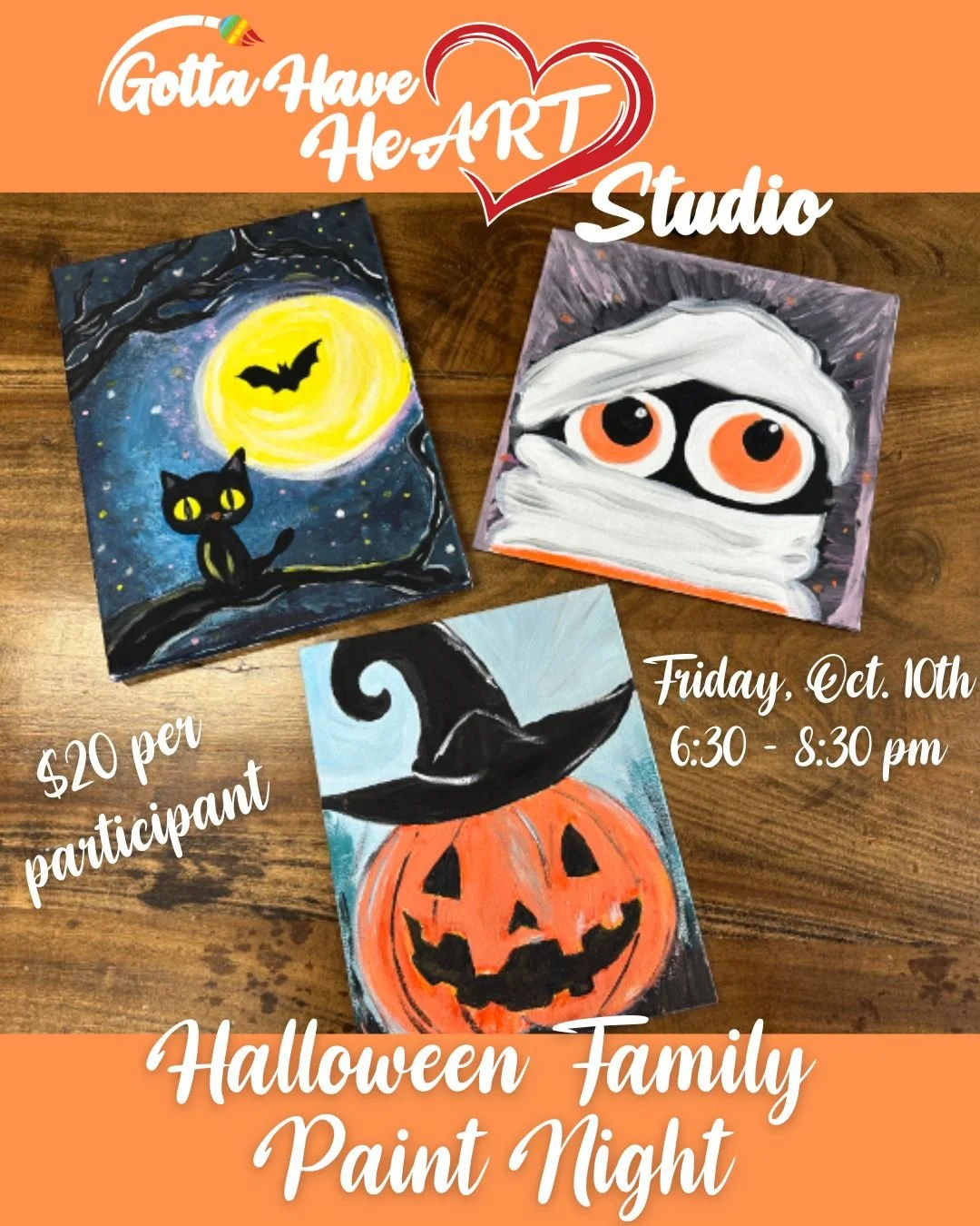 Get your spook on! 👻

Join us for Halloween Family Paint Night 🎃
🗓️ Friday, Oct. 10 | 6:30&ndash;8:30 PM
💲 $20 per participant

Choose your favorite Halloween design and paint the night away!

Reserve your spot today!

#HalloweenArt #SevernaParkM