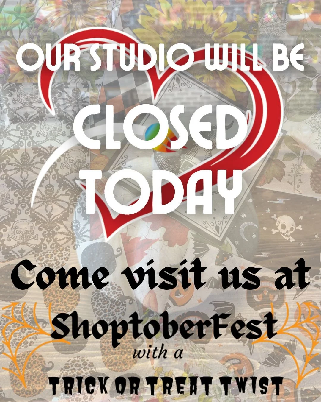 Our studio&rsquo;s closed today but the fun&rsquo;s still on! 🎃

Catch us at ShoptoberFest in Park Plaza! Stop by and say hi!

#ShoptoberFest #ParkPlaza #ShopLocal #SevernaParkMD #GottaHaveHeART