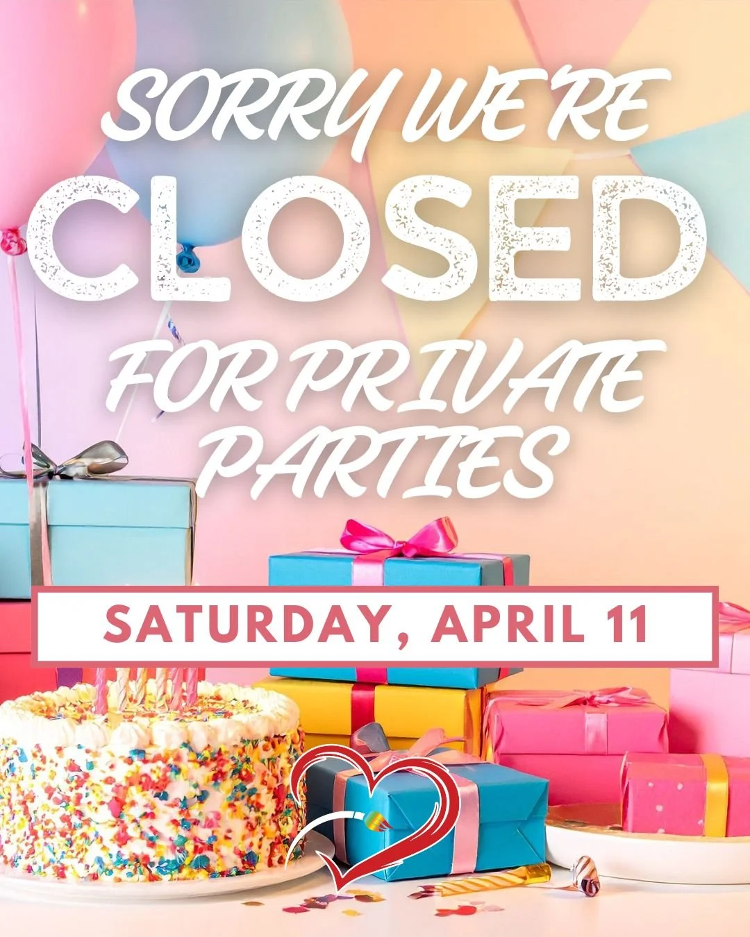 🎉 We&rsquo;ll be closed this Saturday, April 11, for private parties.

Our studio will be full of celebrating, creating, and making special memories with some amazing groups 💛

We&rsquo;ll be back open to the public on Monday! Can&rsquo;t wait to c