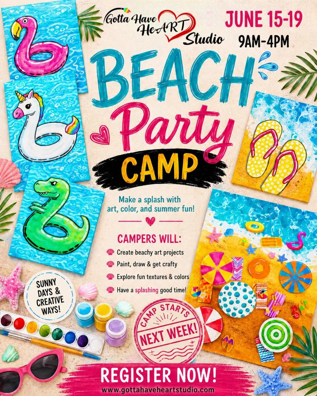 ☀️🏖️ Camp starts next week! 

There&rsquo;s still time to join the fun at our Beach Party Summer Camp! This week is packed with art, imagination, and summer fun. 🎨🌊

📅 June 15&ndash;19
⏰ 9 AM&ndash;4 PM

This is the perfect way to kick off summer