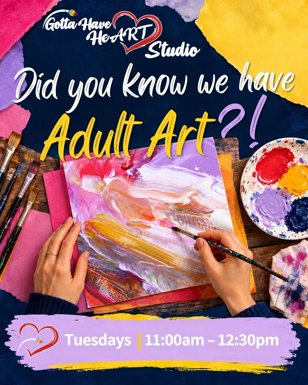🎨❤️ Who says kids get to have all the fun?

Did you know we have Adult Art Classes? Whether you're new to art or just need a little creative time for yourself, come create with us!

🎨 Tuesdays | 11:00 AM &ndash; 12:30 PM

💕 Tag a friend you'd brin