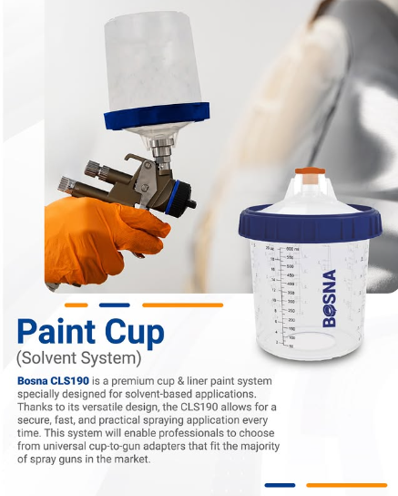 Efficiency meets precision with the Bosna CLS190 Paint Cup System! 🎨✨
Designed for solvent-based applications, this premium cup & liner system ensures fast, secure, and hassle-free spraying every time.
✅ Versatile & easy to use
✅ Universal adapter