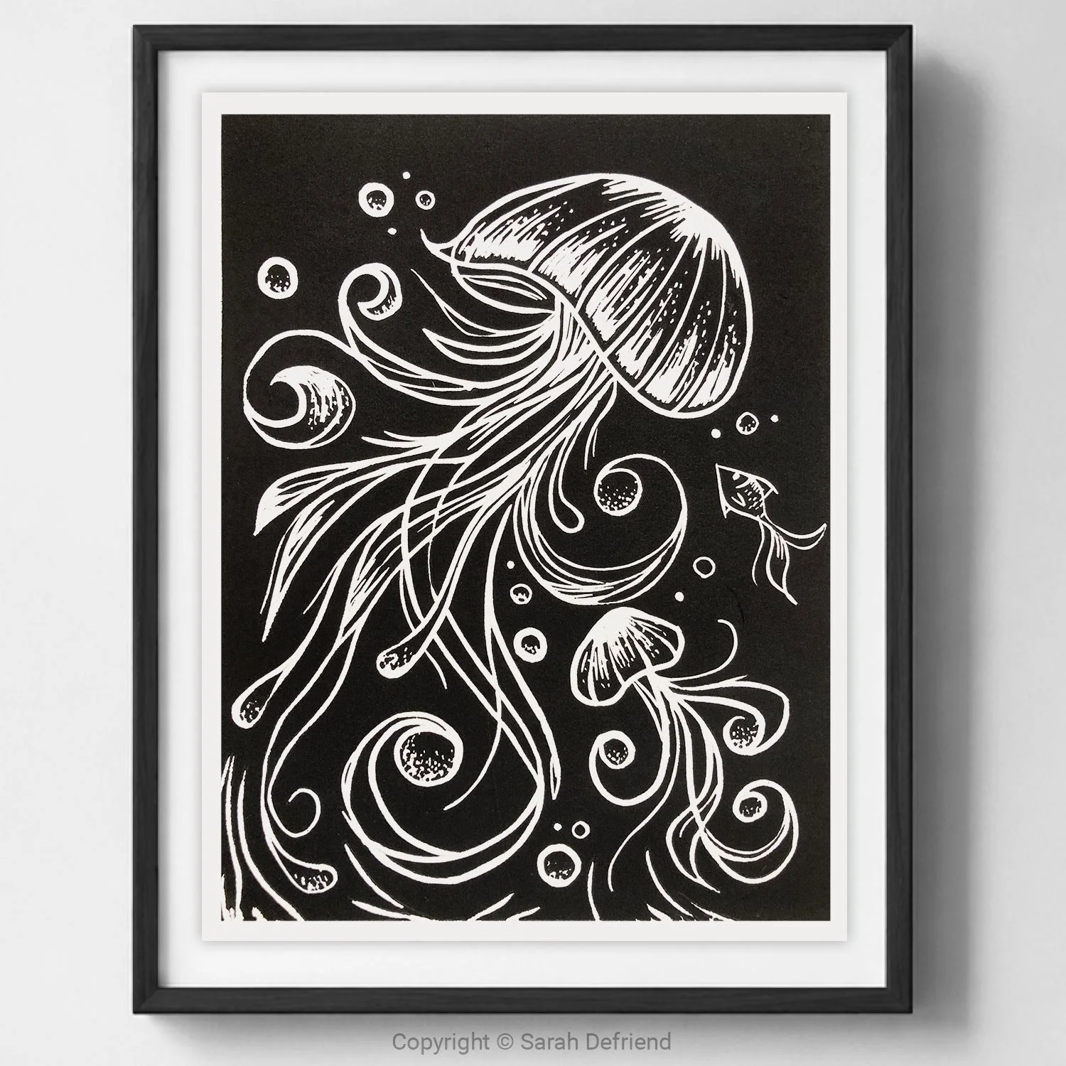 Jellies Lino Print By Sarah Defriend