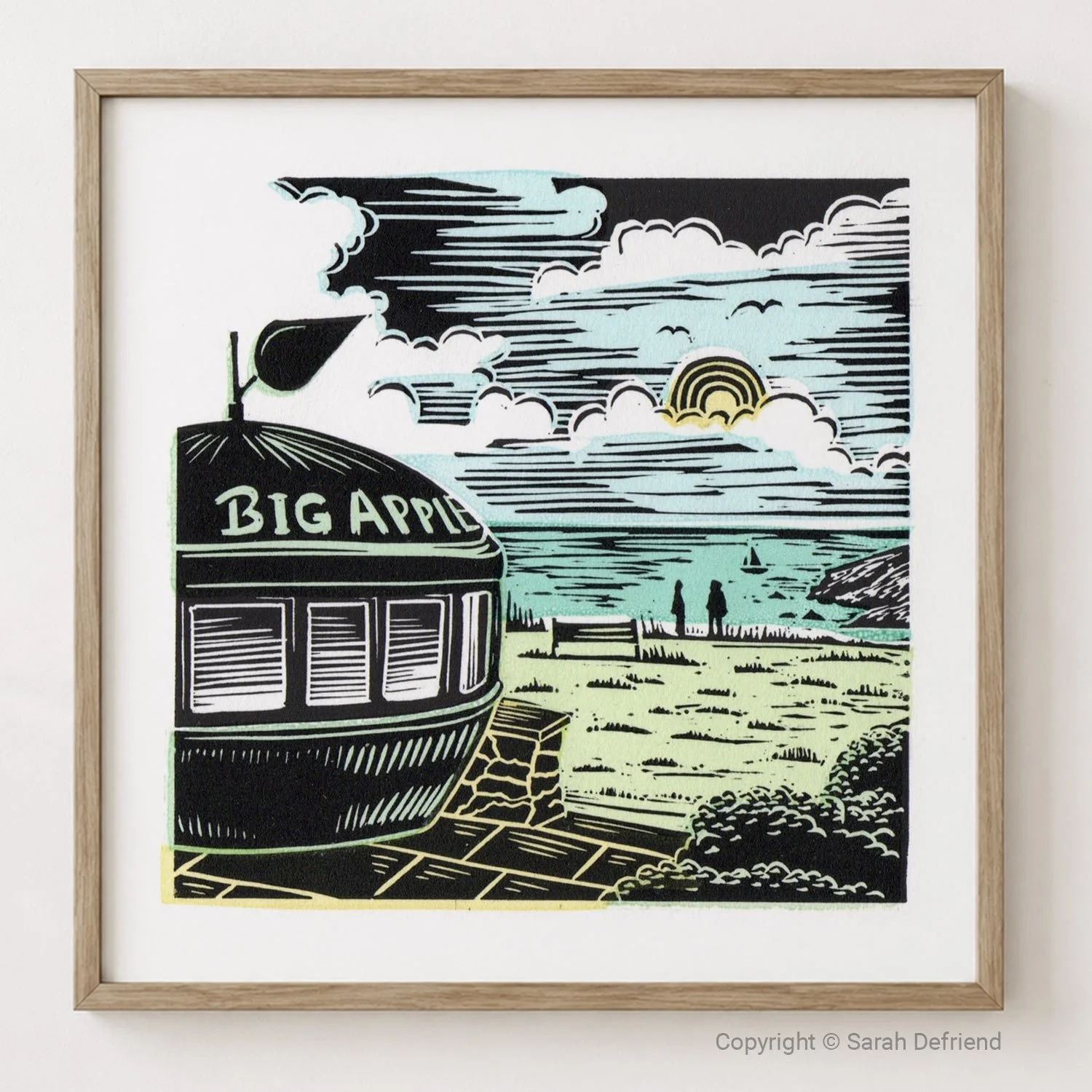 Big Little Apple Lino Print By Sarah Defriend