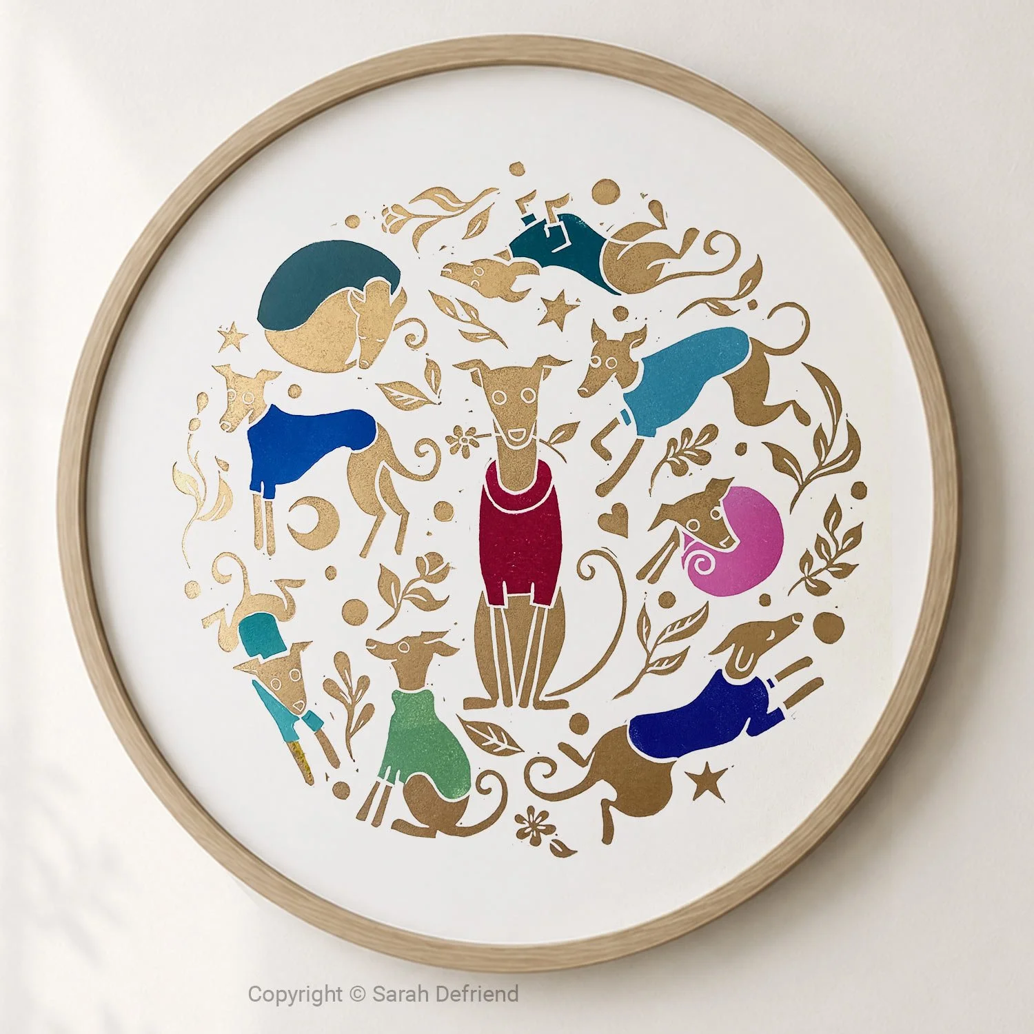 Jumpers Lino Print By Sarah Defriend