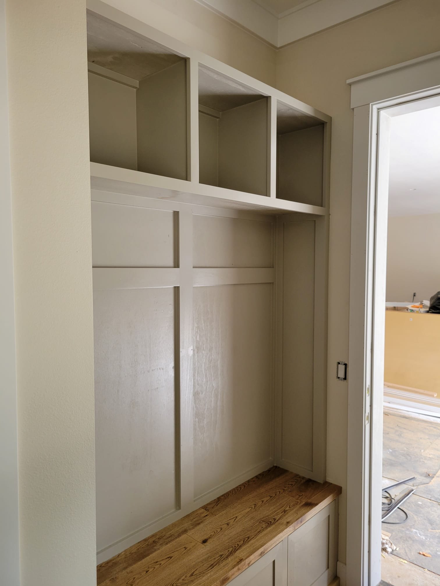Custom Mudroom Storage Bench 1/3