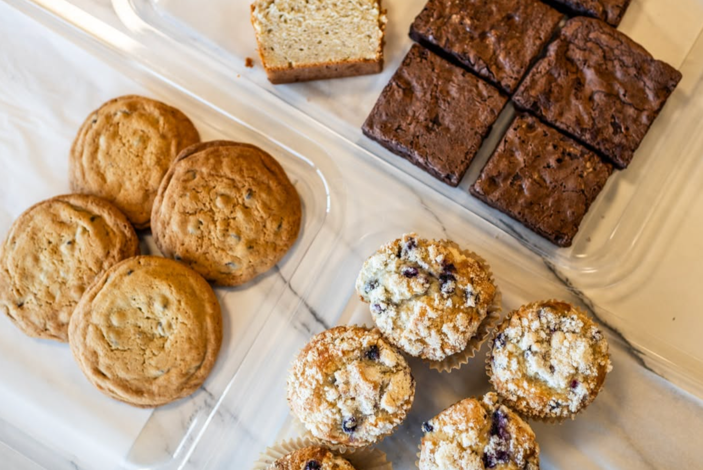 Fresh baked muffins, cookies, brownies, and pastries