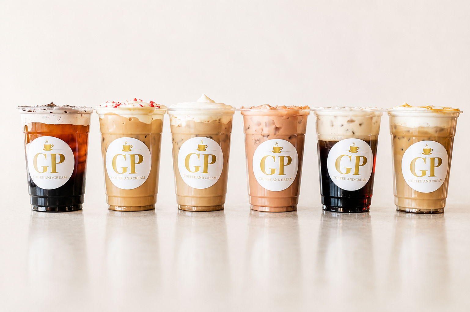 Specialty iced coffee drinks made fresh at GP Coffee & Cream