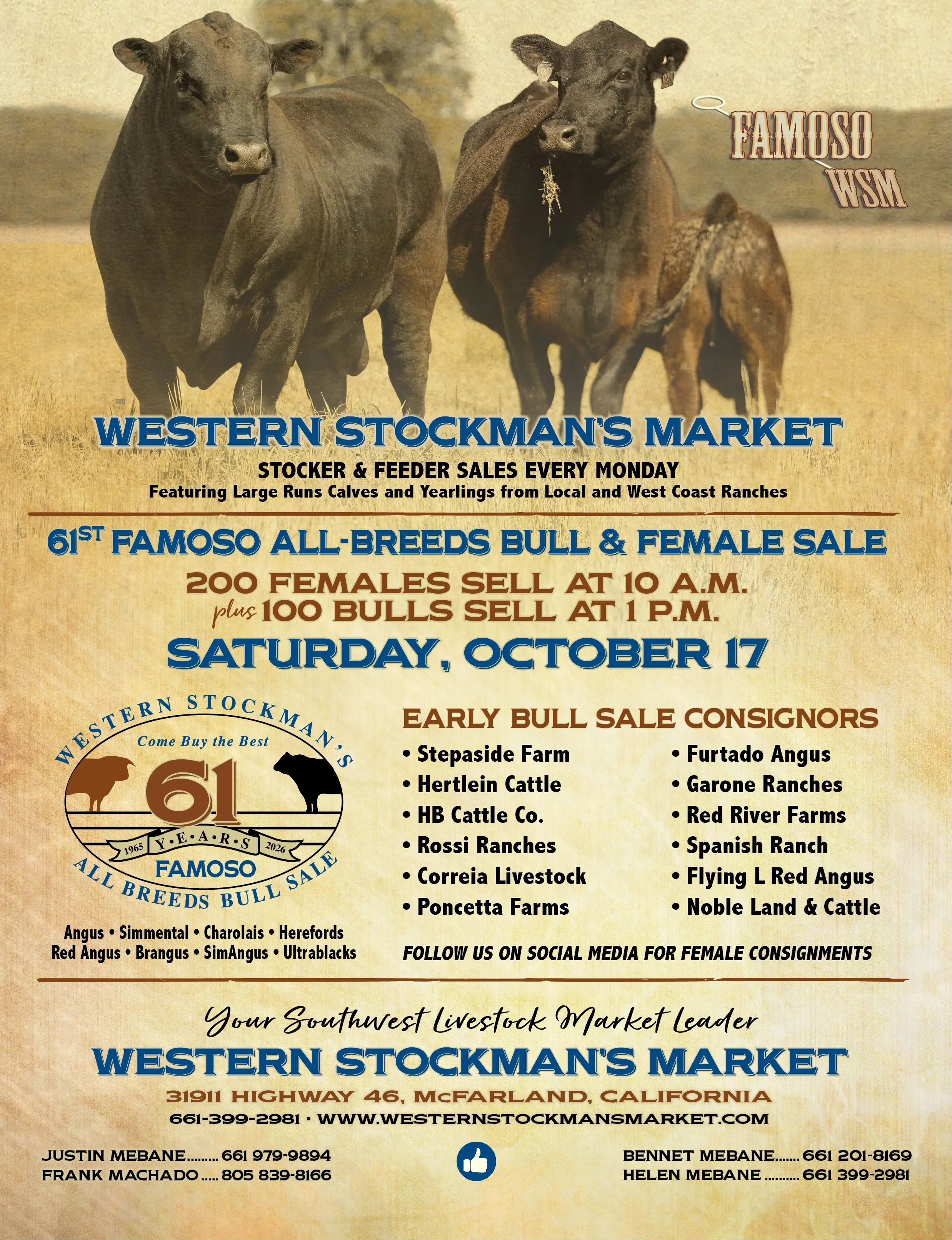 61st Western Stockman’s Market All Breeds Bull and Female Sale