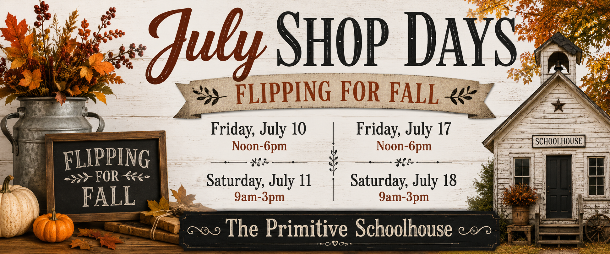 July Shop Days at The Primitive Schoolhouse