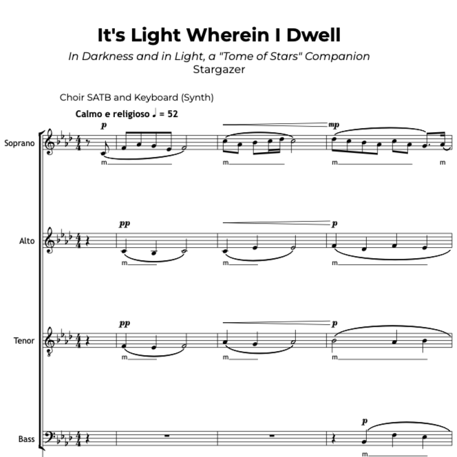 Sheet music for "It's Light Wherein I Dwell"