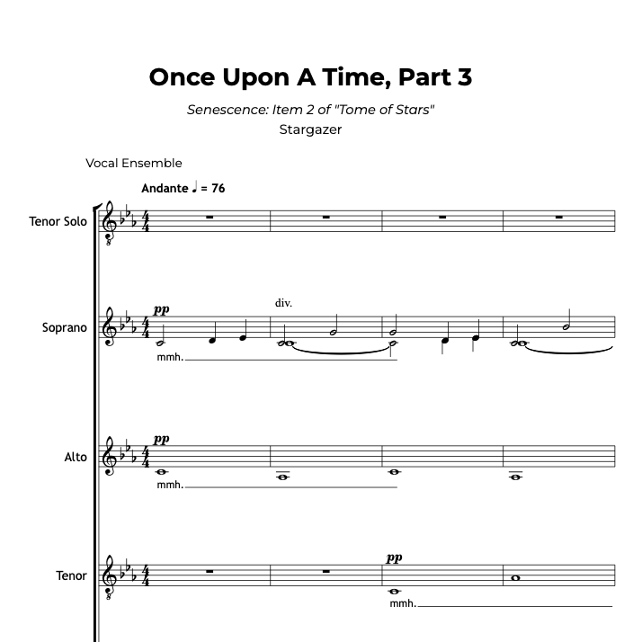 Sheet music for "Once upon a Time, Part 3"