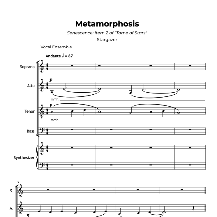 Sheet music for "Metaphorphosis"