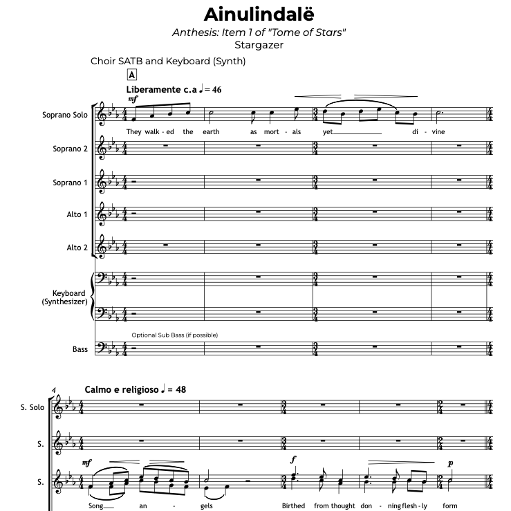 Sheet music for "Ainulindalë"