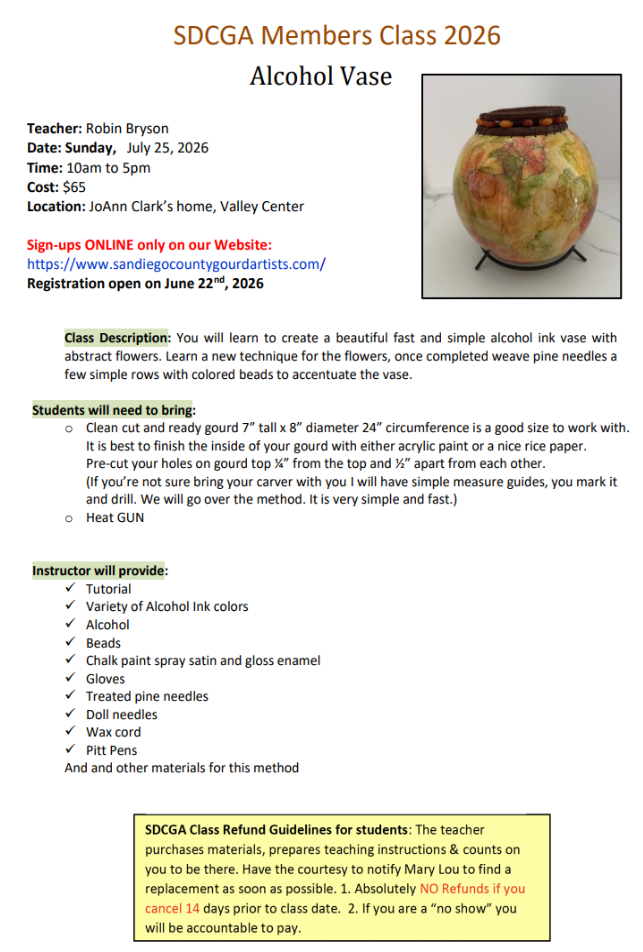 Robin's class  Registration begins June 22nd