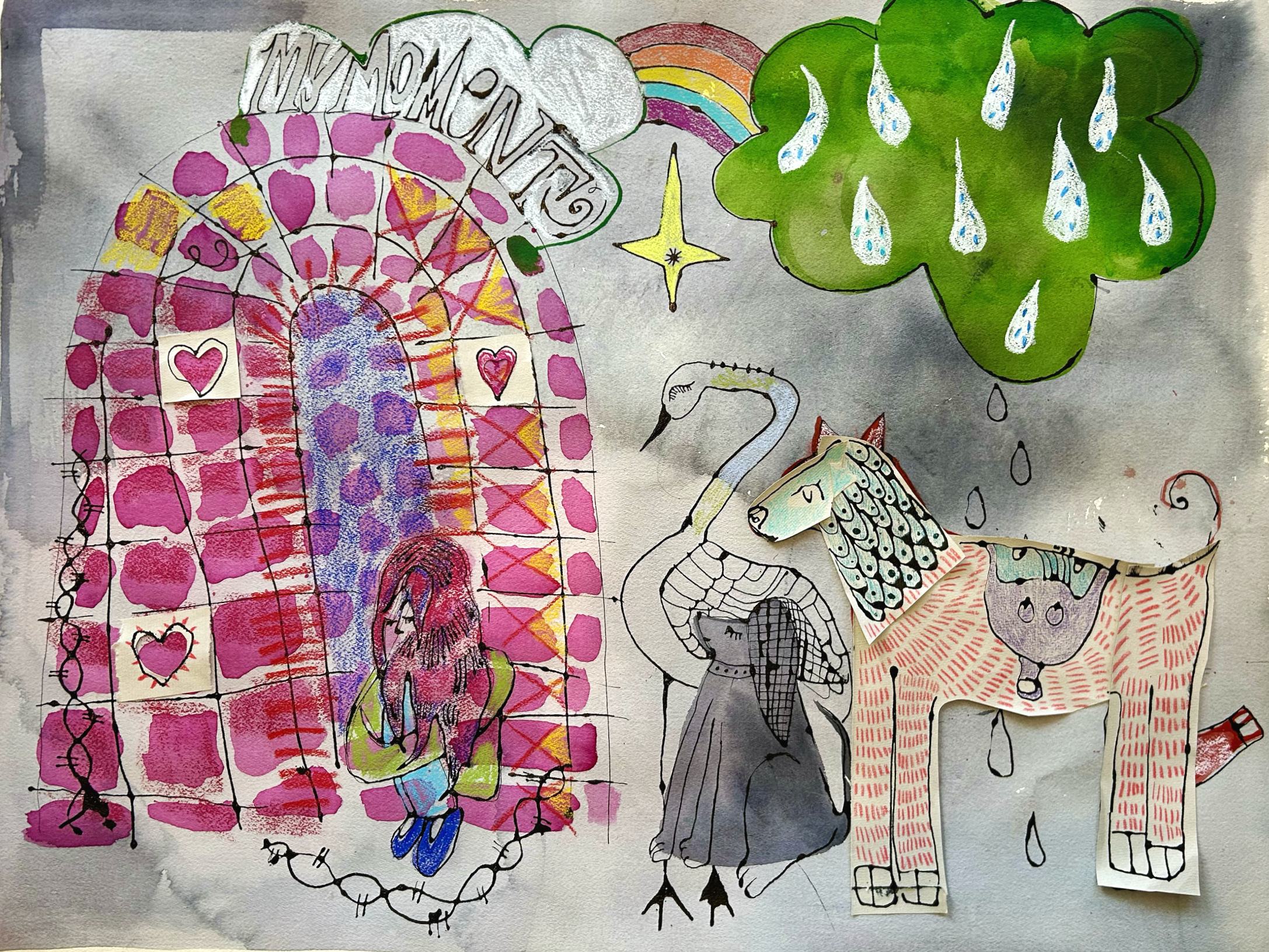 My Moment
(watercolor, ink, wax pastel)