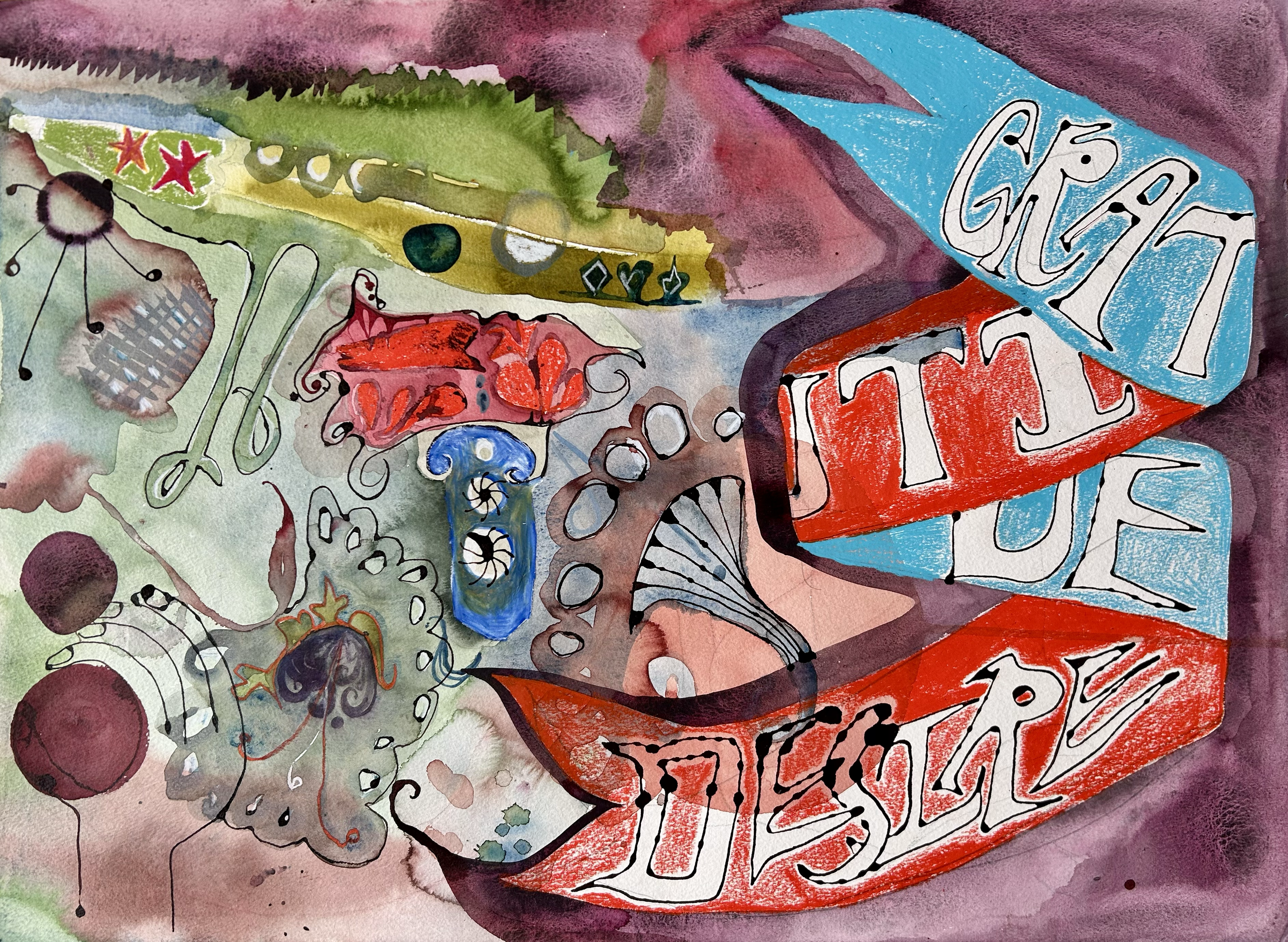 Gratitude/Desire
(watercolor, ink, wax pastel)