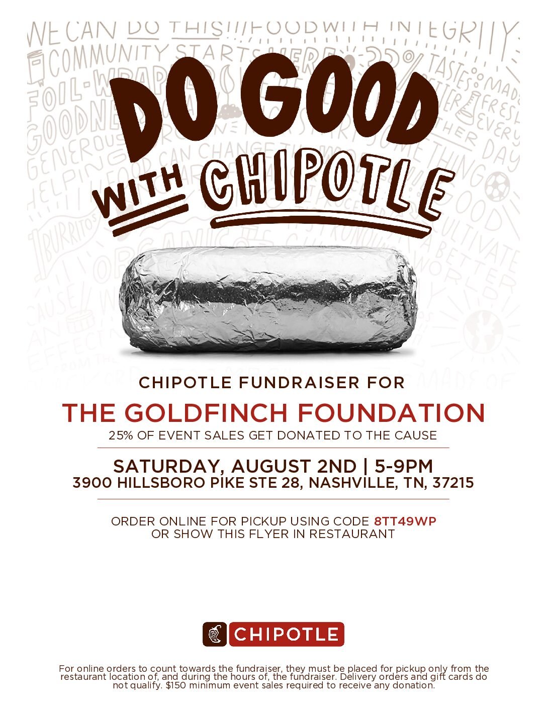 The Goldfinch Foundation Fundraiser at Chipotle: