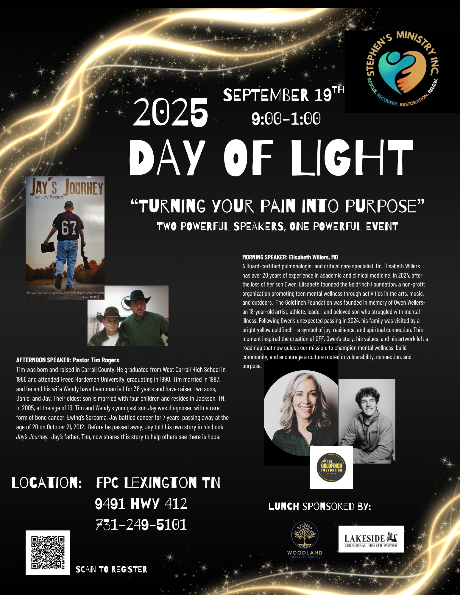 Day of Light: Turning Your Pain into Purpose, sponsored by Stephen's Ministry Inc.