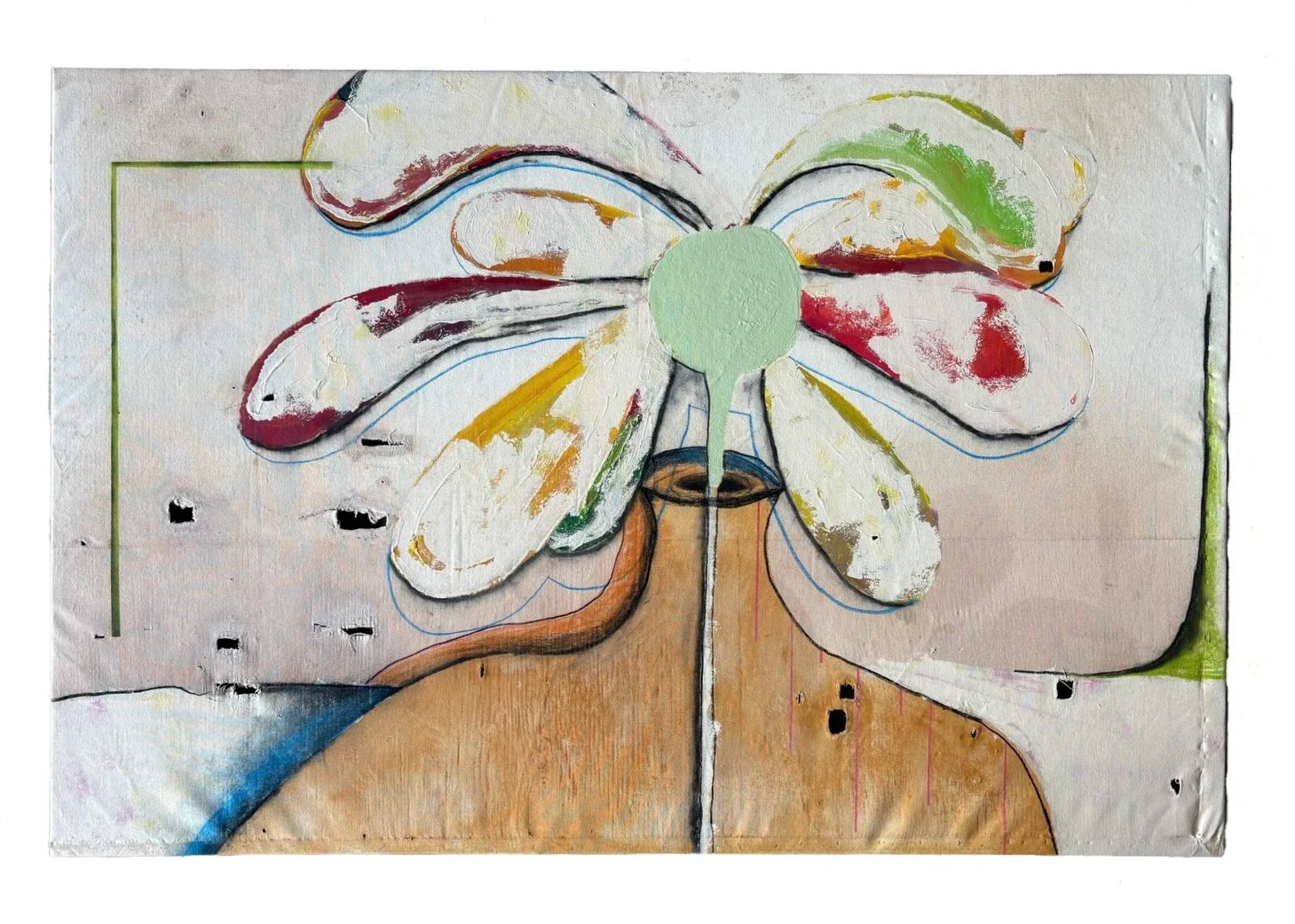 "Flower" 🌷
60" x 40"
Reused canvas from ceramic studio stretched onto built frame.
Made for my Mom and Dad 💚
NFS🔴