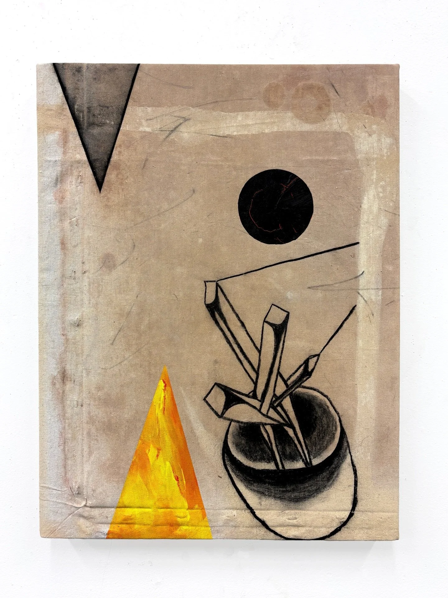 "Unnatural Order" ⚠️🔥🪾
 20.5" x 27"
Ceramic canvas stretched onto found frame

#foundcanvas #mixedmedia #ceramic #painting #contemporaryart