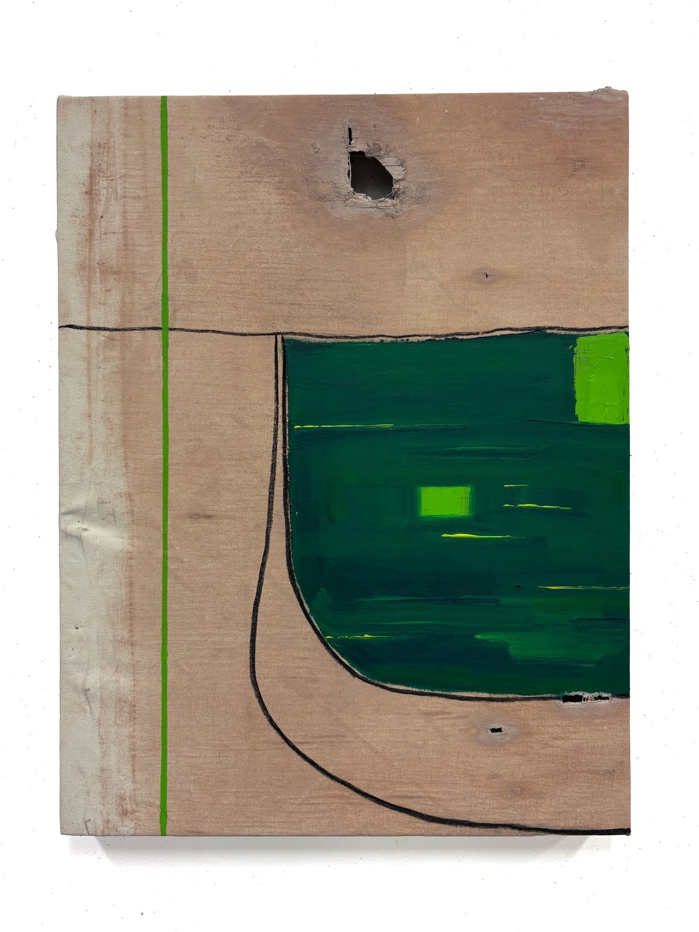 "Road and Grass"🛣️
21" x 27.5" 
Found canvas stretched onto found frame
SOLD🔴