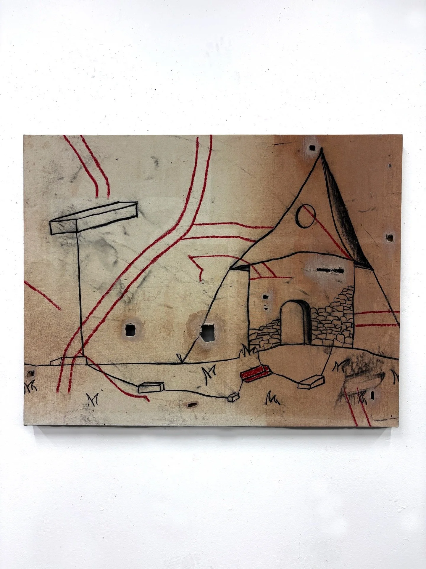 "Castle made of Clay" 🏡🧱
Reused canvas from ceramic studio stretched onto built frame.
40" x 31"
SOLD🔴